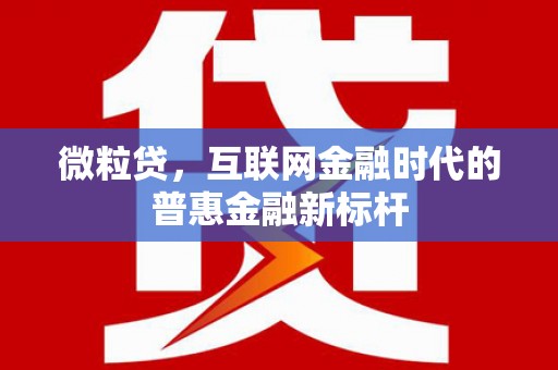 广陵微粒贷，互联网金融时代的普惠金融新标杆