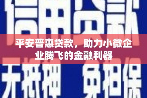 广陵平安普惠贷款，助力小微企业腾飞的金融利器