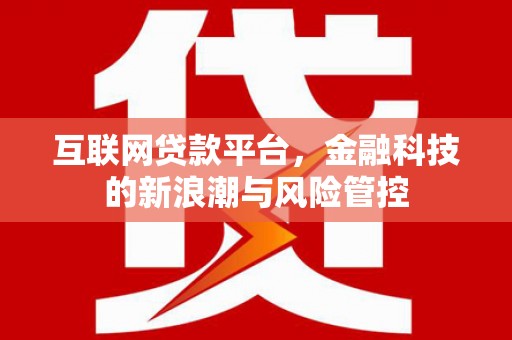 广陵互联网贷款平台，金融科技的新浪潮与风险管控